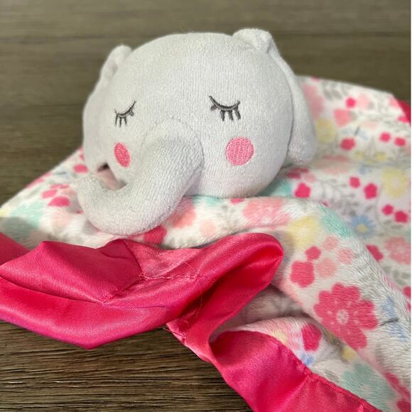 Parent's Choice Grey Elephant on Flowered‎ Blanket Lovey - Picture 2 of 5
